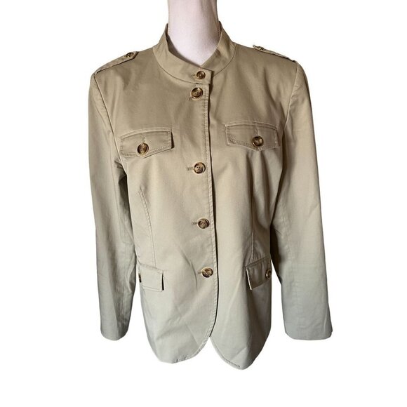 Michael Kors Jacket Blazer Women Sz 14 Button Down Pockets Military Style Lined - Picture 1 of 11